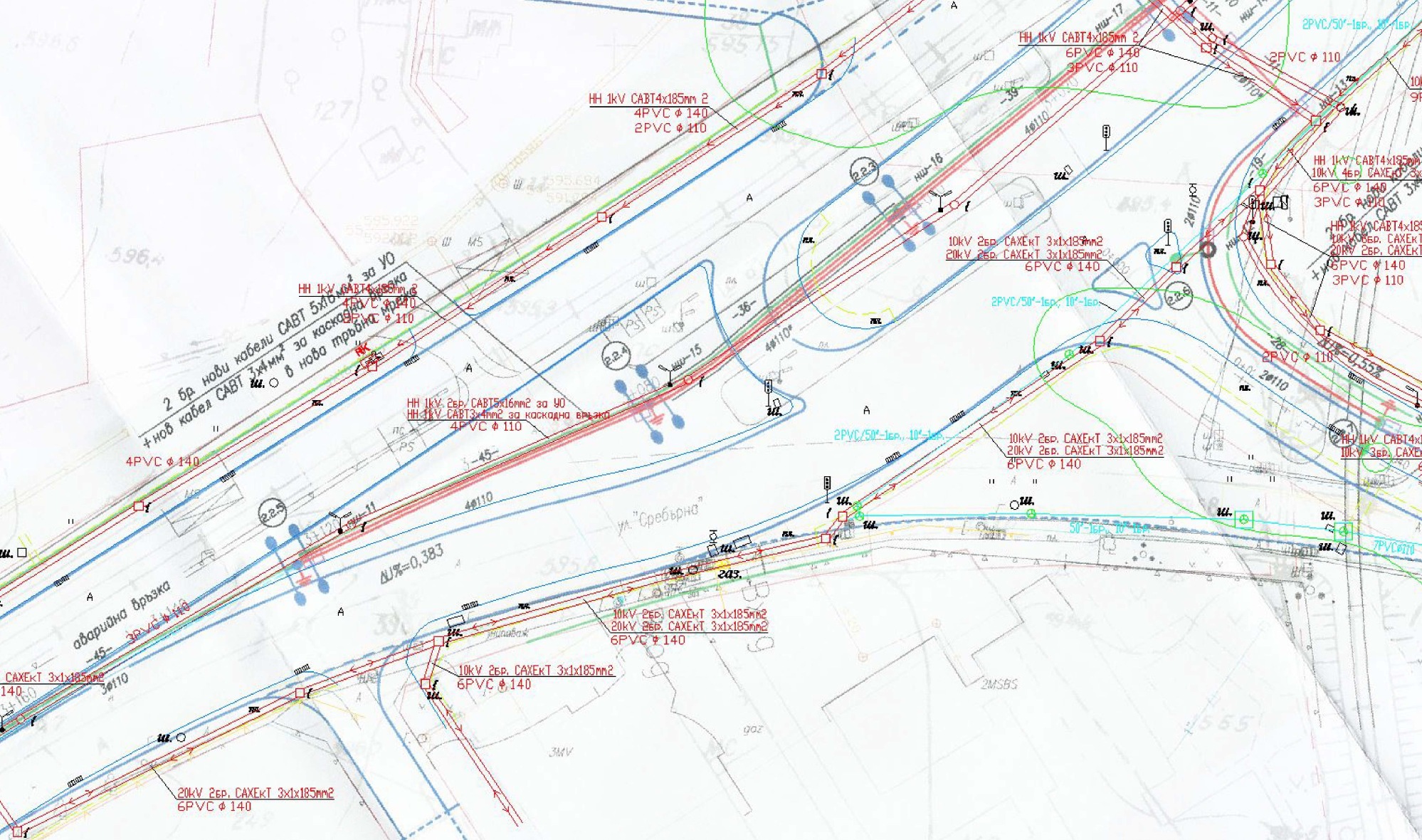 Заснемане и нанасяне на техническа инфраструктура, съгласно изискванията на чл. 54а, ал. 3 от ЗКИР